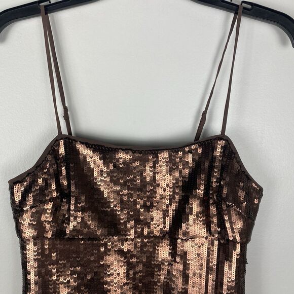 Madewell Sequin Slip Mini Dress Sz 00 XS Dark Chocolate Club Wear Concert Party - Picture 5 of 9